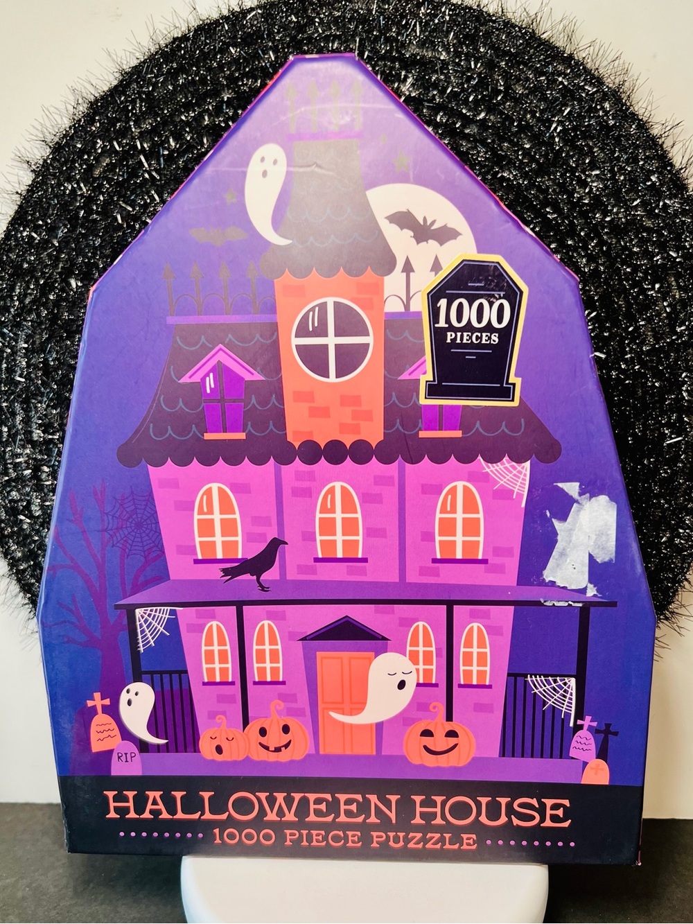 Halloween Haunted House 1000-Piece Puzzle Ghosts Pumpkins Spooky Purple Orange